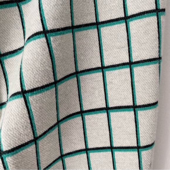 Anthropologie The Essential Cropped Flare Pants Green Cream Plaid size small - Picture 8 of 9